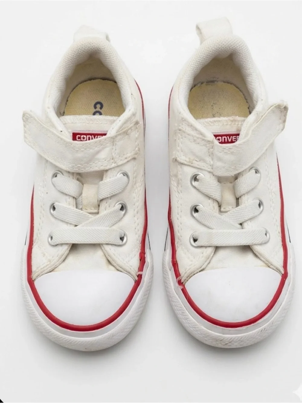 Converse Kids White Canvas Sneakers with Red Accent